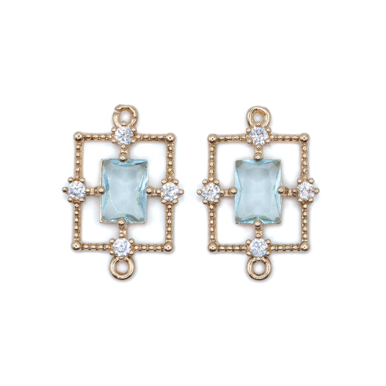 Rhinestone & Glass Connector in Turquoise Teal