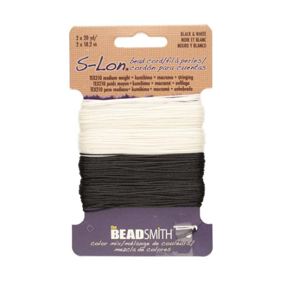 S-Lon Bead Cord in Black & White