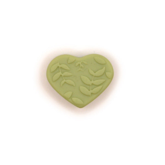 Sage Floral Heart Silicone Focal Bead
