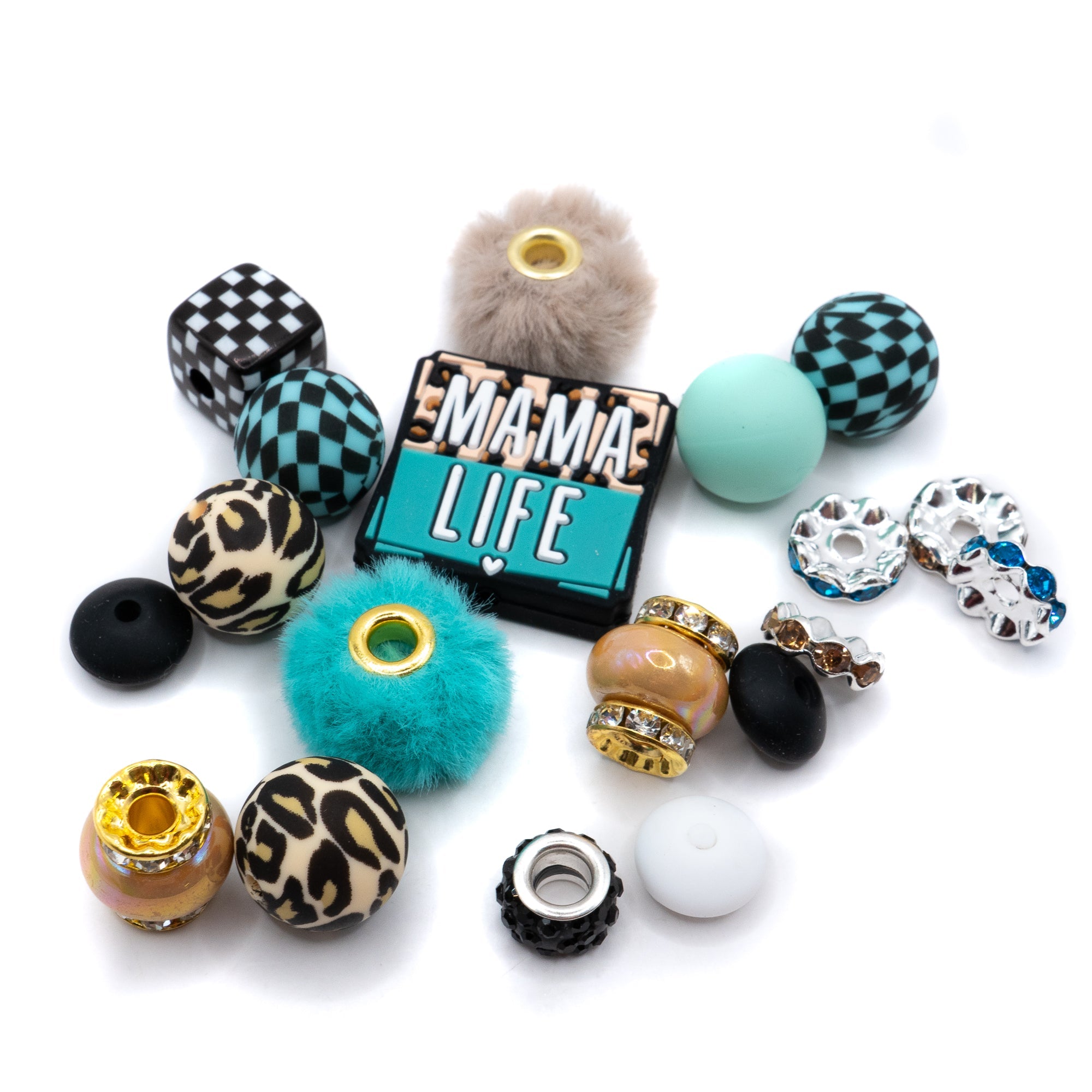 Bite-Sized Silicone Bead Mix in Wild Mama