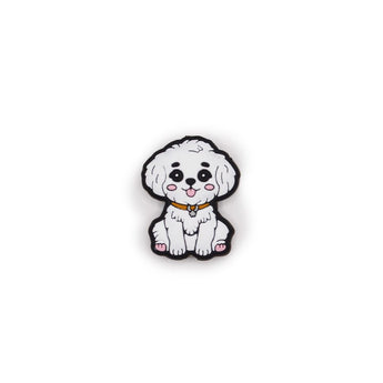 Silicone Focal Bead in Powder White Puppy