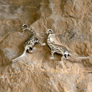 Silver Metal Charm Pair in Dreadnoughtus