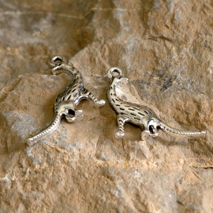 Silver Metal Charm Pair in Dreadnoughtus
