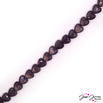 Single-Style Glass Bead Strand in Purple Hearts