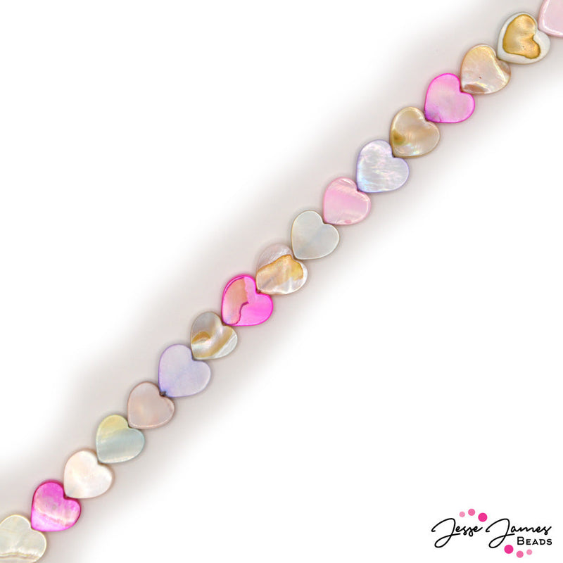 Single-Style Mother-of-Pearl Bead Strand in Candy Hearts