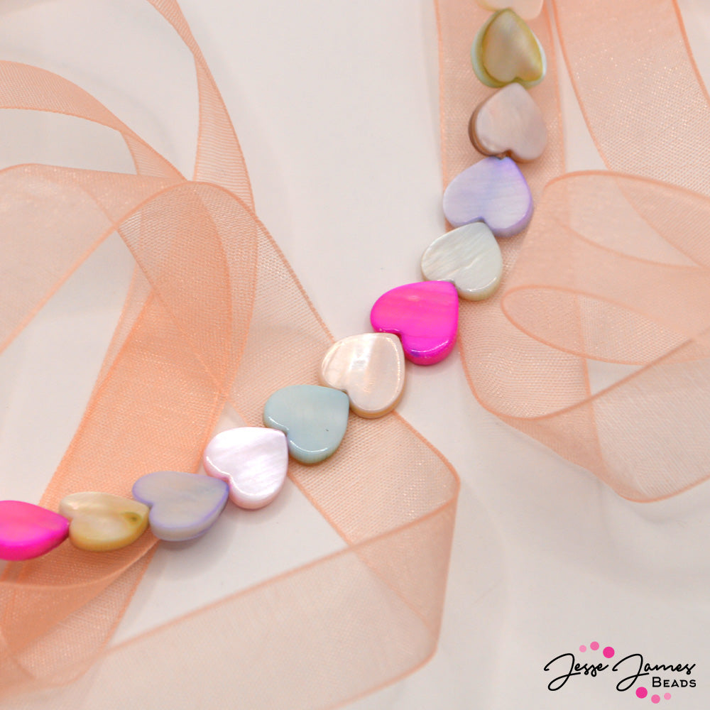 Single-Style Mother-of-Pearl Bead Strand in Candy Hearts