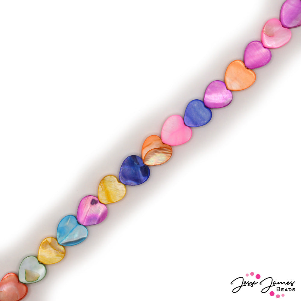 Single-Style Mother-of-Pearl Bead Strand in Fruit Jelly Hearts