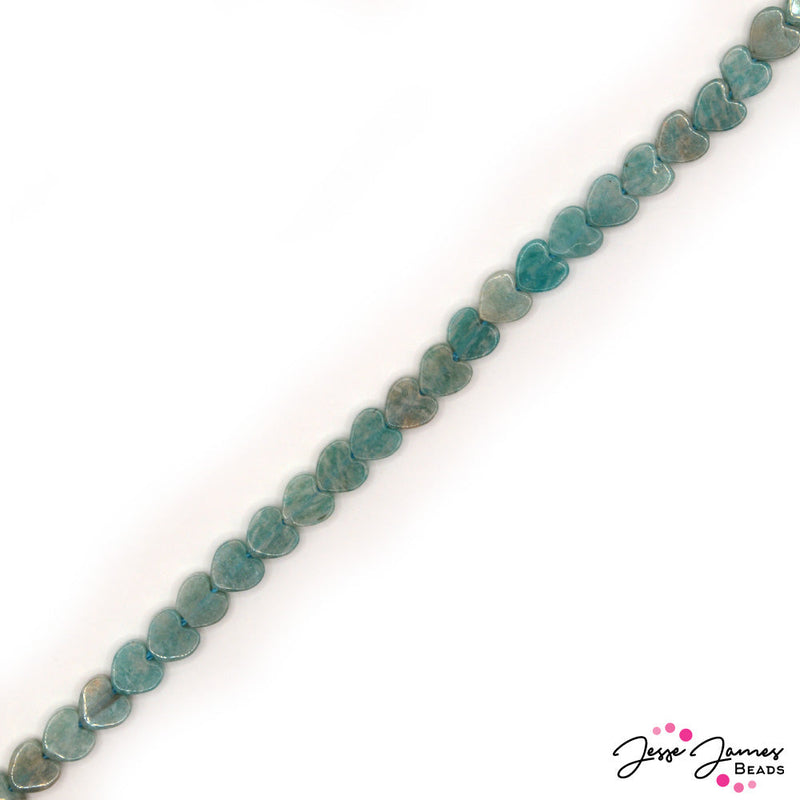 Single-Style Stone Bead Strand in 6mm Amazonyte Hearts