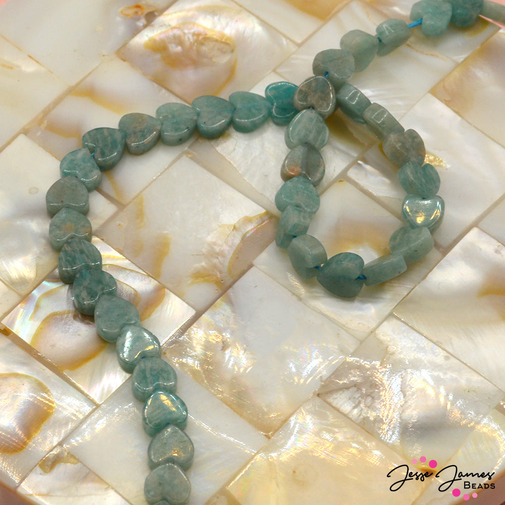 Single-Style Stone Bead Strand in 6mm Amazonyte Hearts