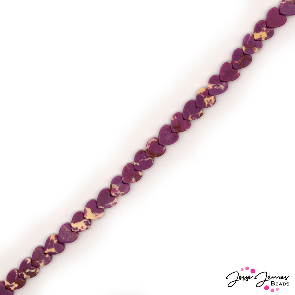 Single-Style Stone Bead Strand in 6mm Sea Sediment Hearts