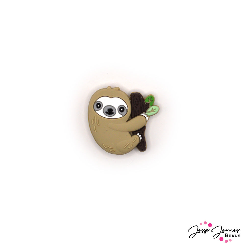 Sleepy Sloth Silicone Focal Bead