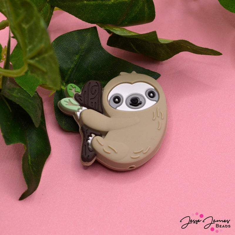 Sleepy Sloth Silicone Focal Bead