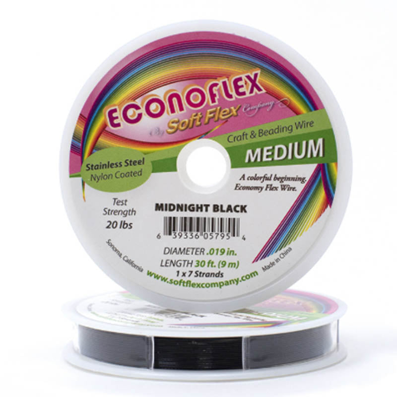 Econoflex Soft Flex Econoflex Beading Wire in Midnight Black - Jesse James Beads