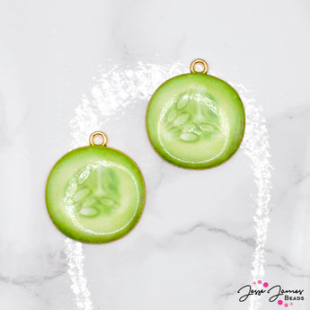 Spa Cucumber Slice Charm Pair