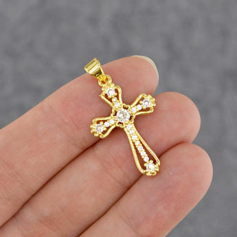 Rhinestone Cross Charm in Sparkle & Shine