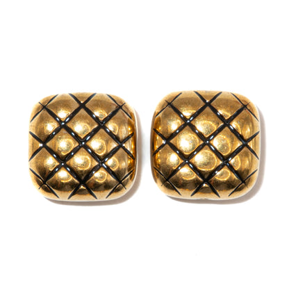 Square Bead Pair in Black Snake