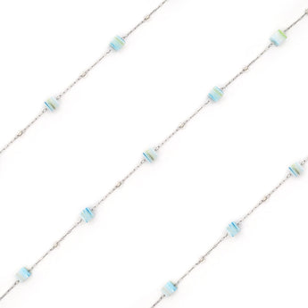 Faux Stone Sqaure Link Chain in Sky Blue