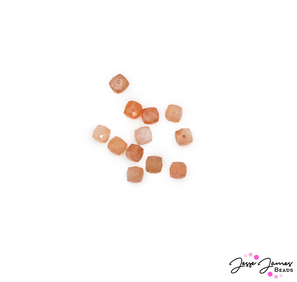 Embrace the light of the sun with these enticing Heliolite faceted beads. Ideal for adding brightness to your jewelry pieces, these beads offer a rich orange hue. These stones' brilliant hue will sure to draw the eyes of eligible suitors. Each set contains 12 shimmering beads to design with.