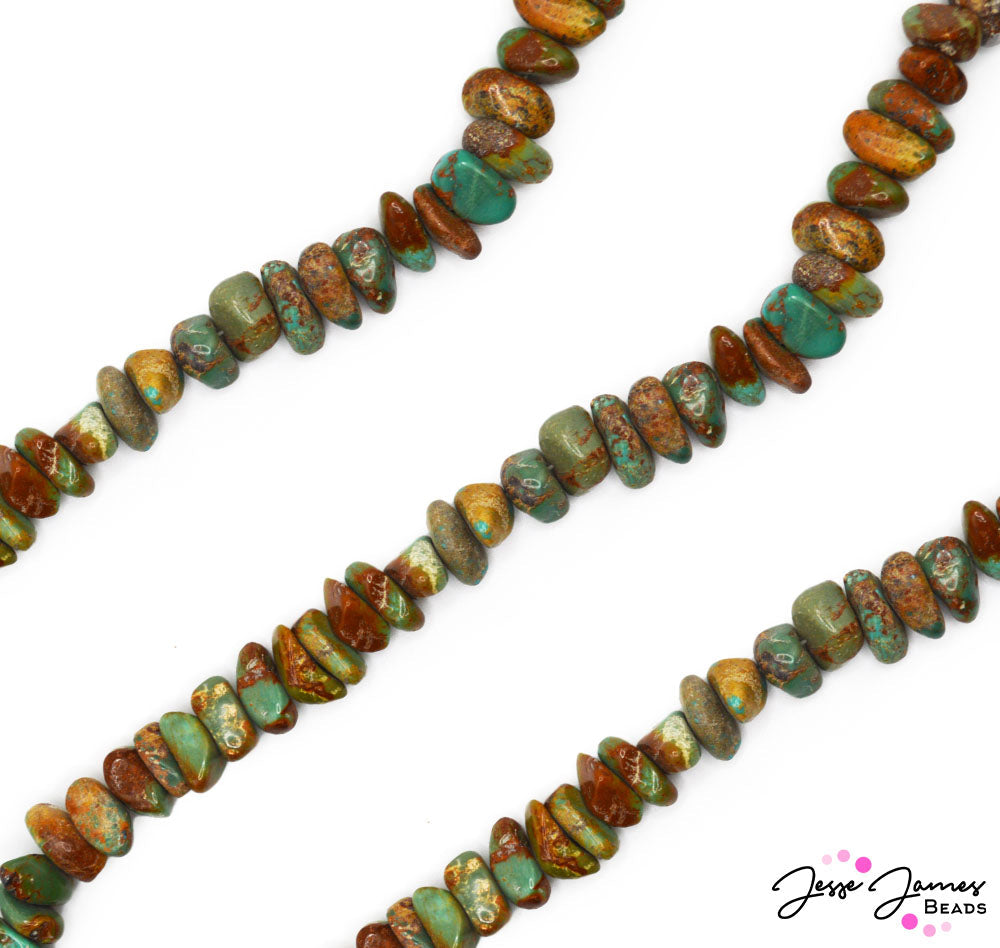 Green Kingman Turquoise Nugget Bead Strand