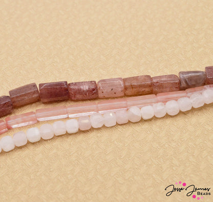 Ombré Trio Bead Strands in Strawberry Jam