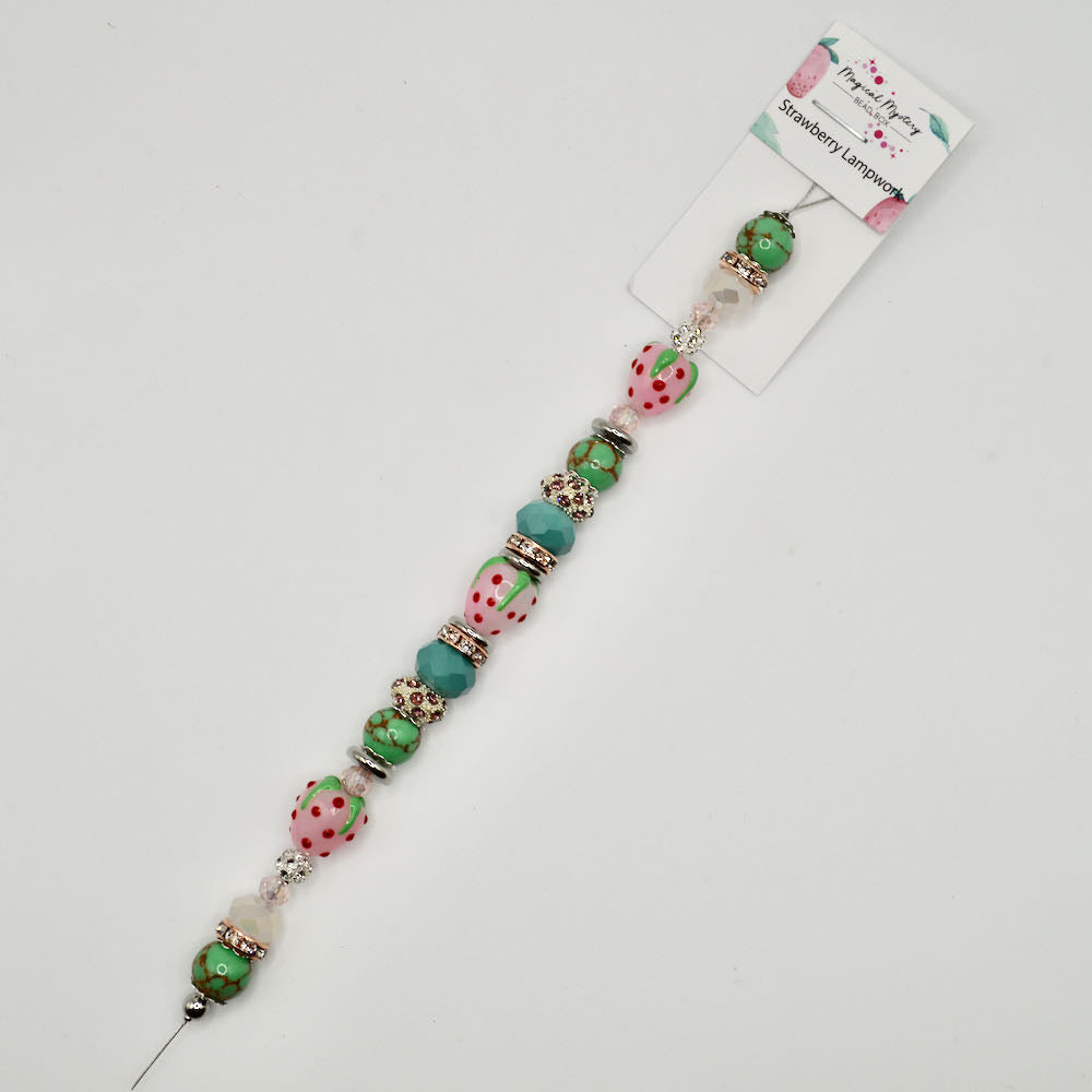 Bead Strand in Strawberry Lampwork