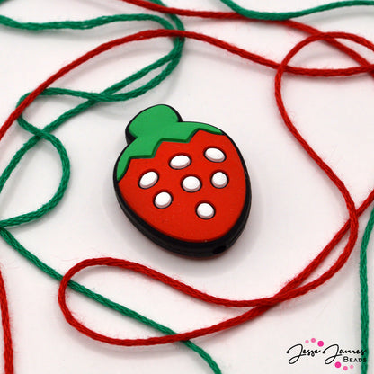 Sweet Strawberry Silicone Focal Bead