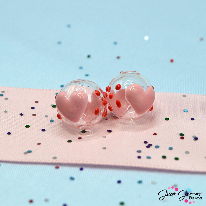 Sweetheart Sprinkle Lampwork Bead Pair