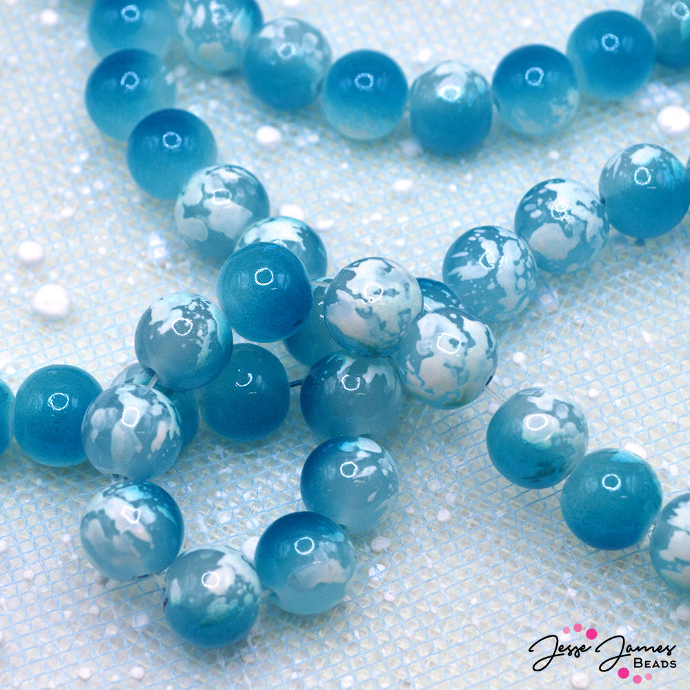 Teal Bubbles Single-Style Glass Beads