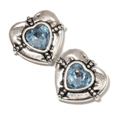 Tibetan Heart Bead Pair in Blue Crystal