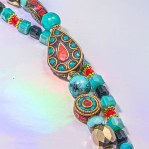 Tibetan Boho Bead Strand Duo in Fire & Ice