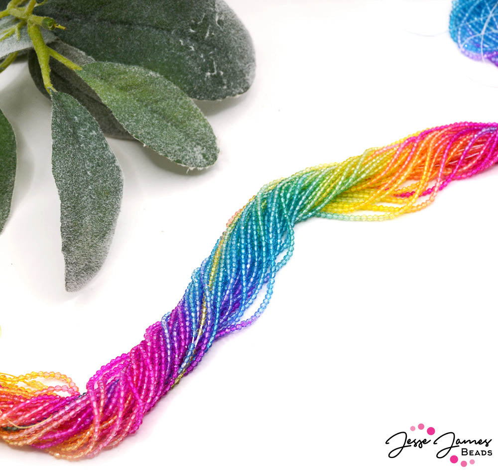 Ombré Glass Bead Set in Rainbow Ombre