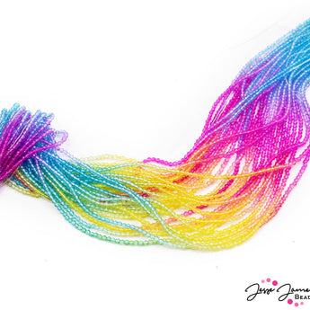 Ombré Glass Bead Set in Rainbow Ombre
