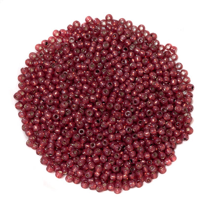 TOHO Glass 11/0 Seed Beads in Silver Lined Cranberry
