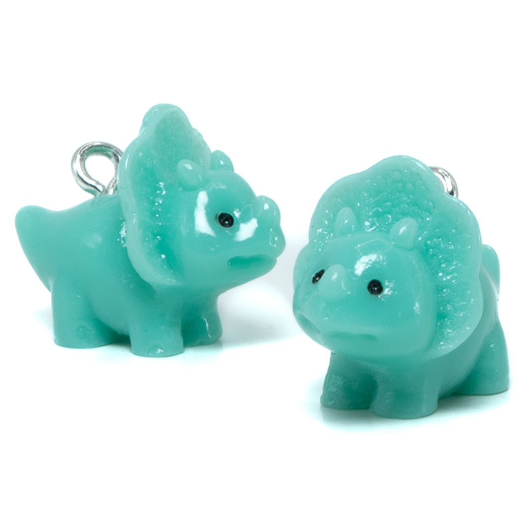 Triceratops Mini Resin Charm in Tallie Turquoise