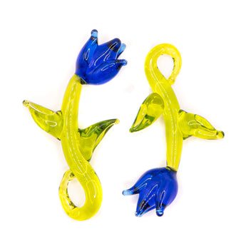 Tulip Handblown Glass Pair in Navy