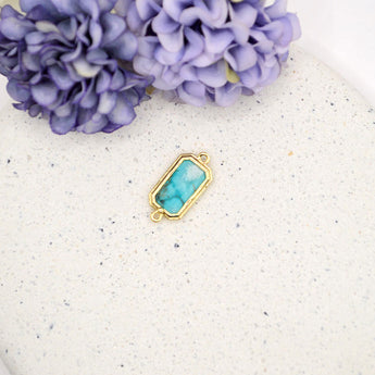 Dyed Natural Howlite Rectangle Connector Charms