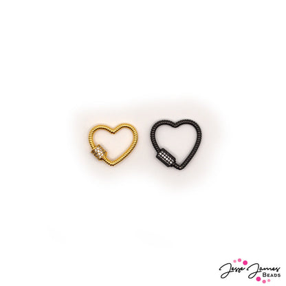 Twist & Lock Clasp Pair in Sparkle Hearts