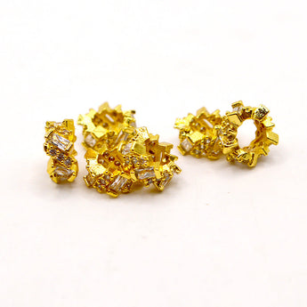 Column Brass Micro Pave Spacer set in Bright Gold