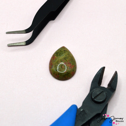 Unakite 18x25mm Teardrop Cabochon