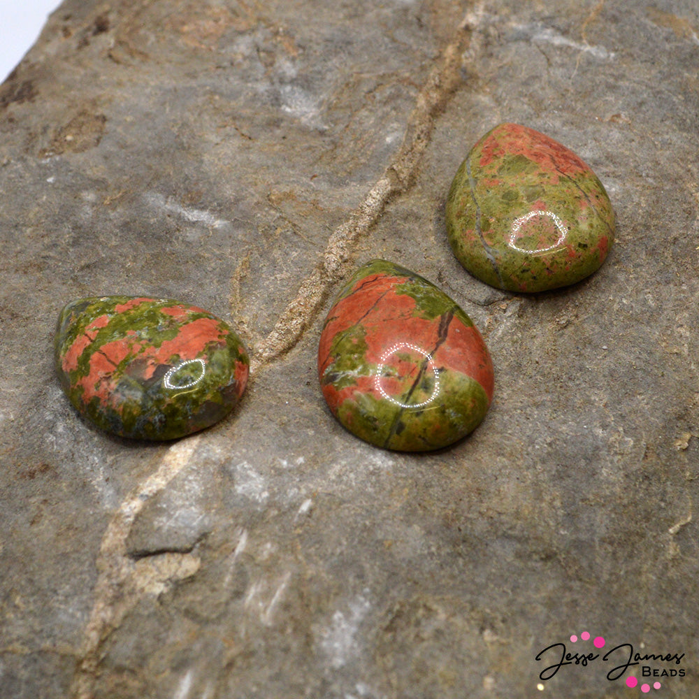 Unakite 18x25mm Teardrop Cabochon