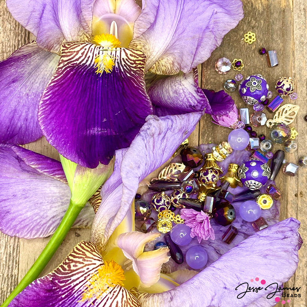 Mini Bead Mix in Vibrant Iris By Jesse James Beads Market Fresh Floral Bead Mix