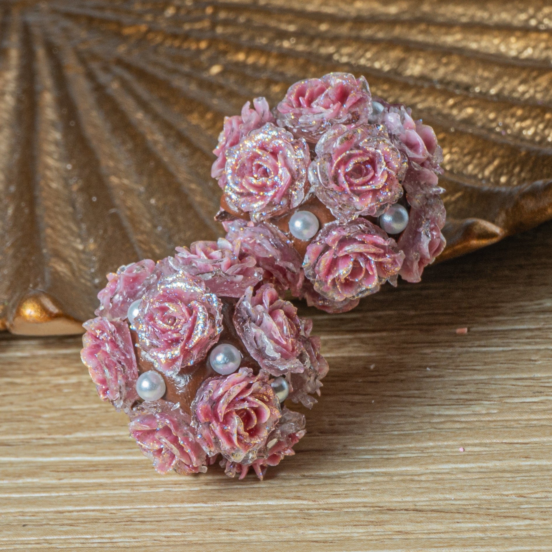 Vintage Garden Boho Bead Pair in Classic Roses