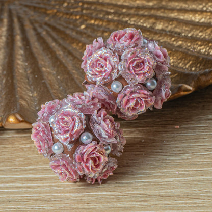 Vintage Garden Boho Bead Pair in Classic Roses
