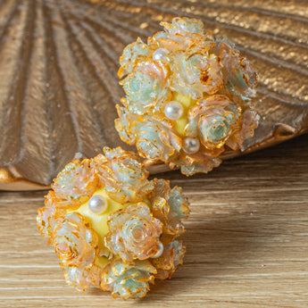 Vintage Garden Boho Bead Pair in Clouds at Sunset