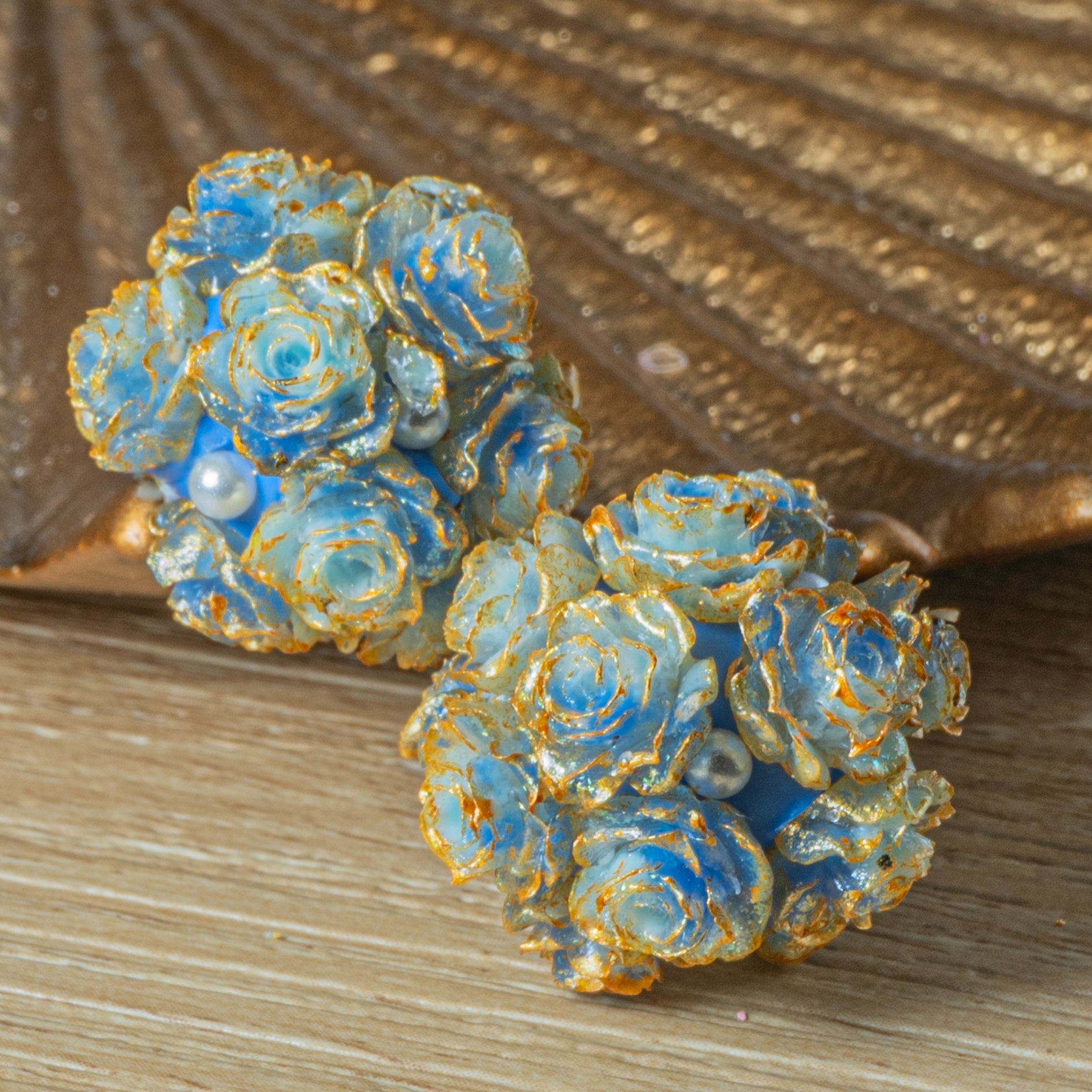 Vintage Garden Boho Bead Pair in Morning Glory