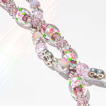 Vintage Lampwork Bead Strand Duo in Rustic Roses