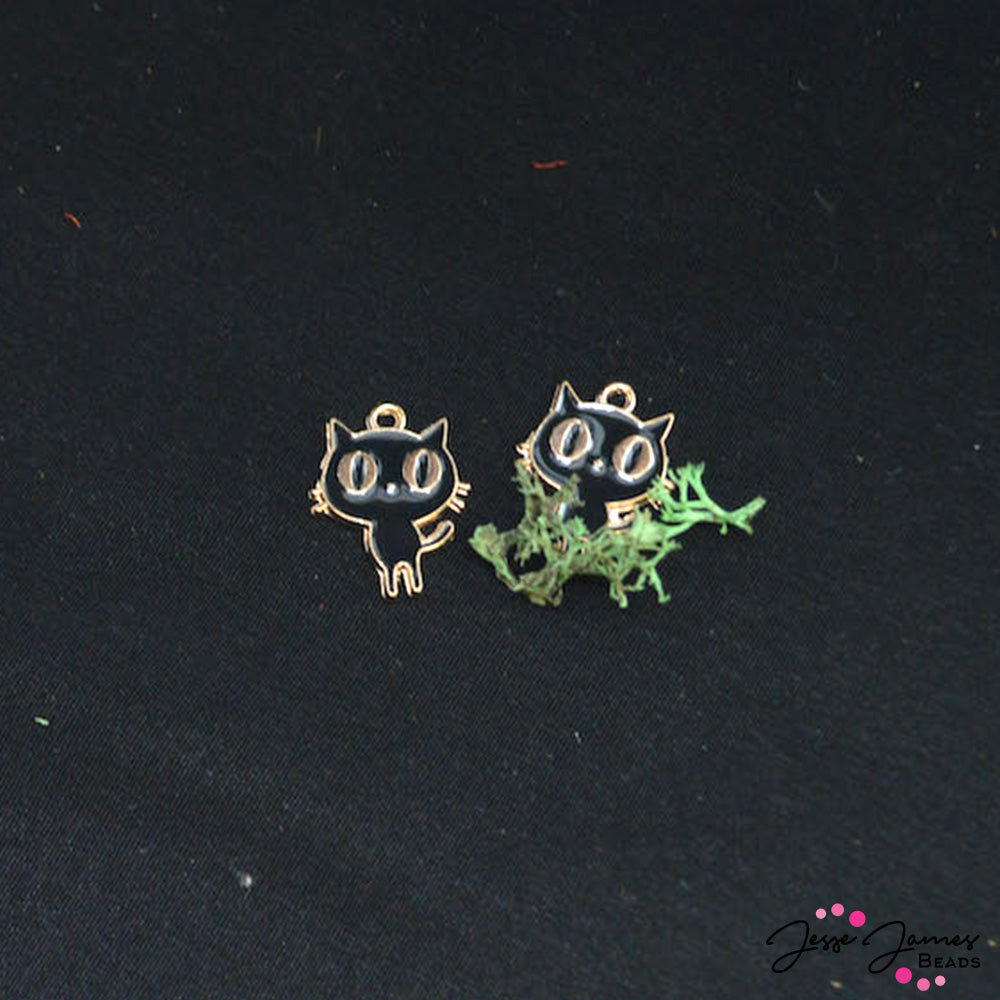 Watchful Cat Charm Pair