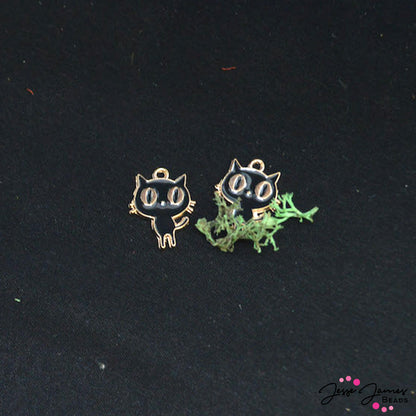 Watchful Cat Charm Pair