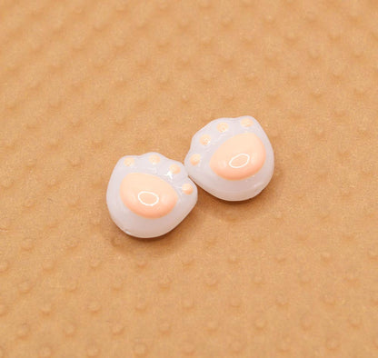 White Pawprint Bead Pair