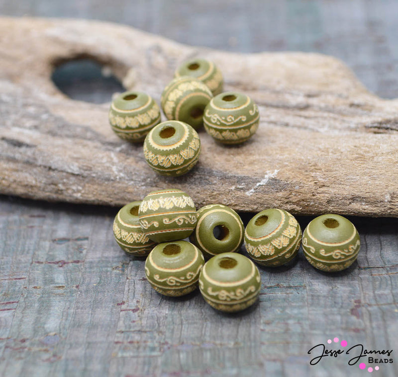 Wood Bead Set in Seagrass